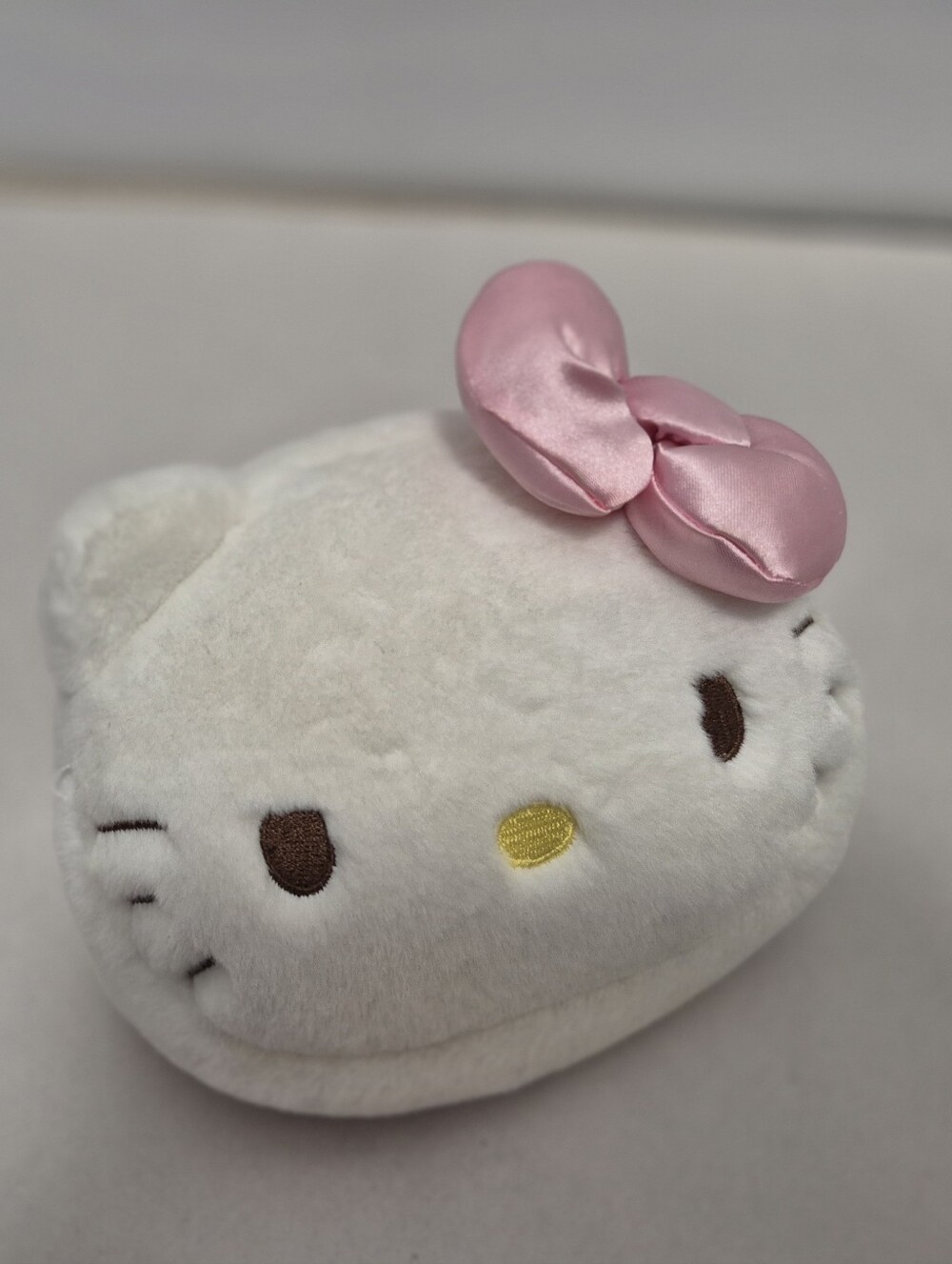 Hello Kitty White Plush Coin Purse with Pink Satin Bow - Medium Size